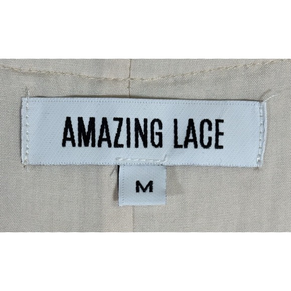 Amazing Lace Women's Sequin Babydoll Dress Size M Champagne Gold Balloon Sleeve - Picture 3 of 16